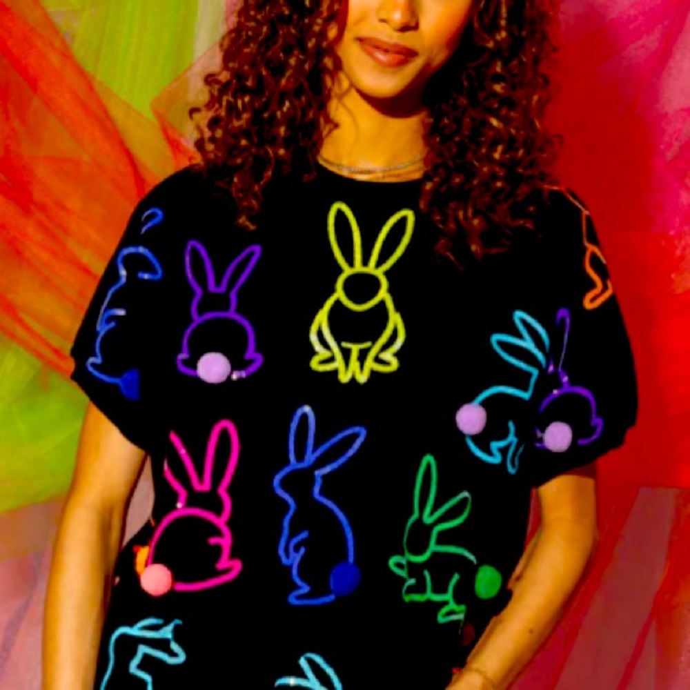 Black Neon bunny Shirt